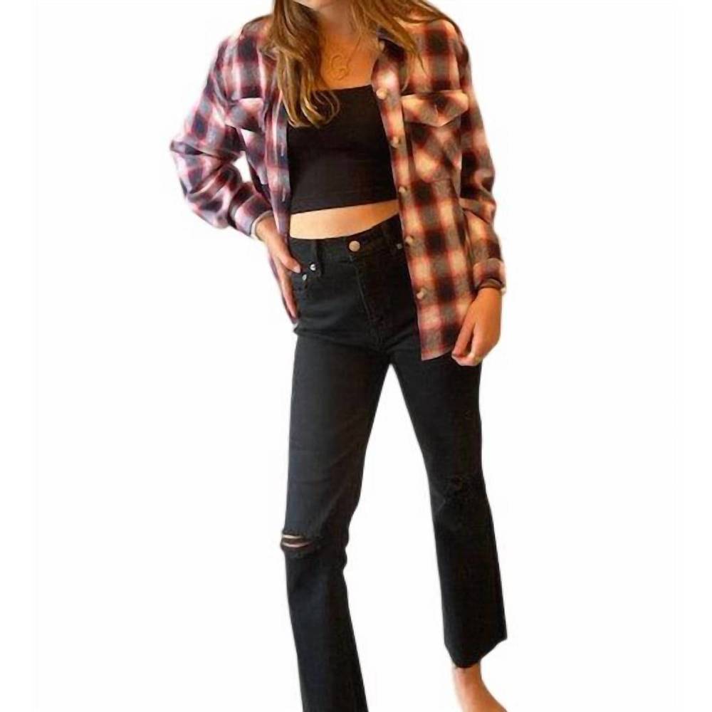 NEW KATIE J NYC kids plaid button down shaket in black